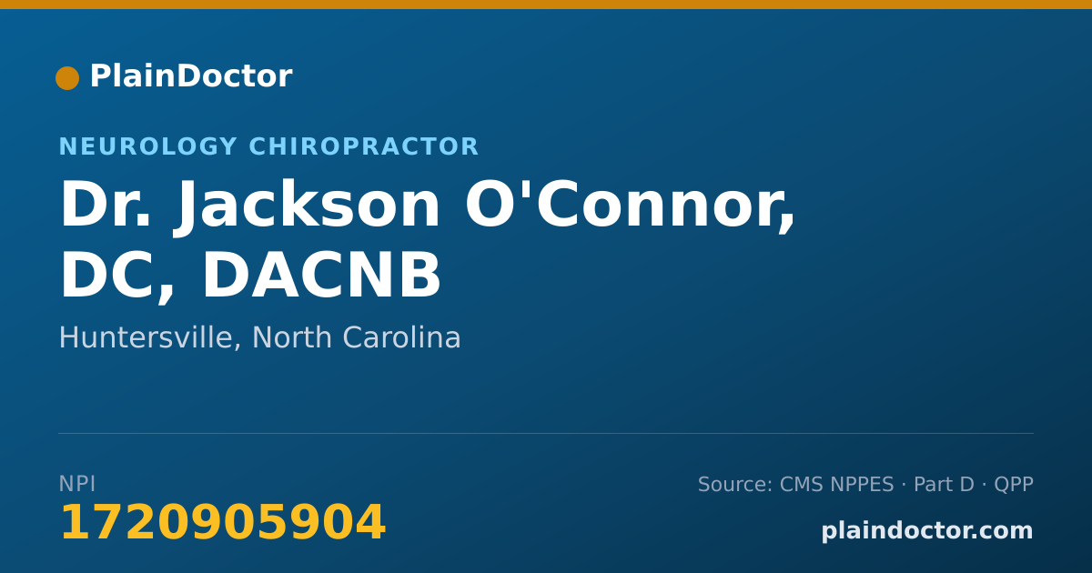 Shareable card for Jackson O'Connor, DC, DACNB - Neurology Chiropractor, Huntersville, NC