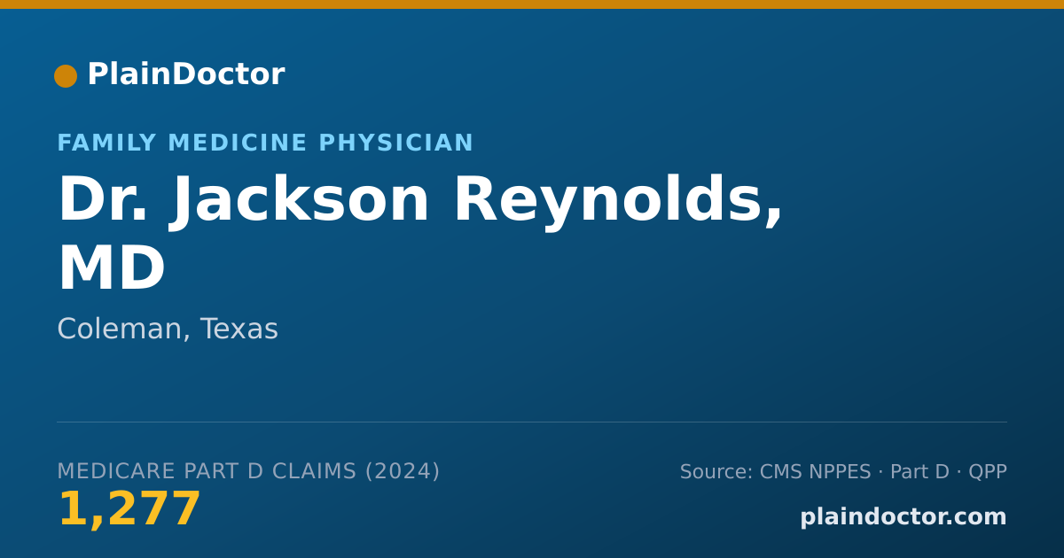 Shareable card for Jackson Reynolds, MD - Family Medicine Physician, Coleman, TX