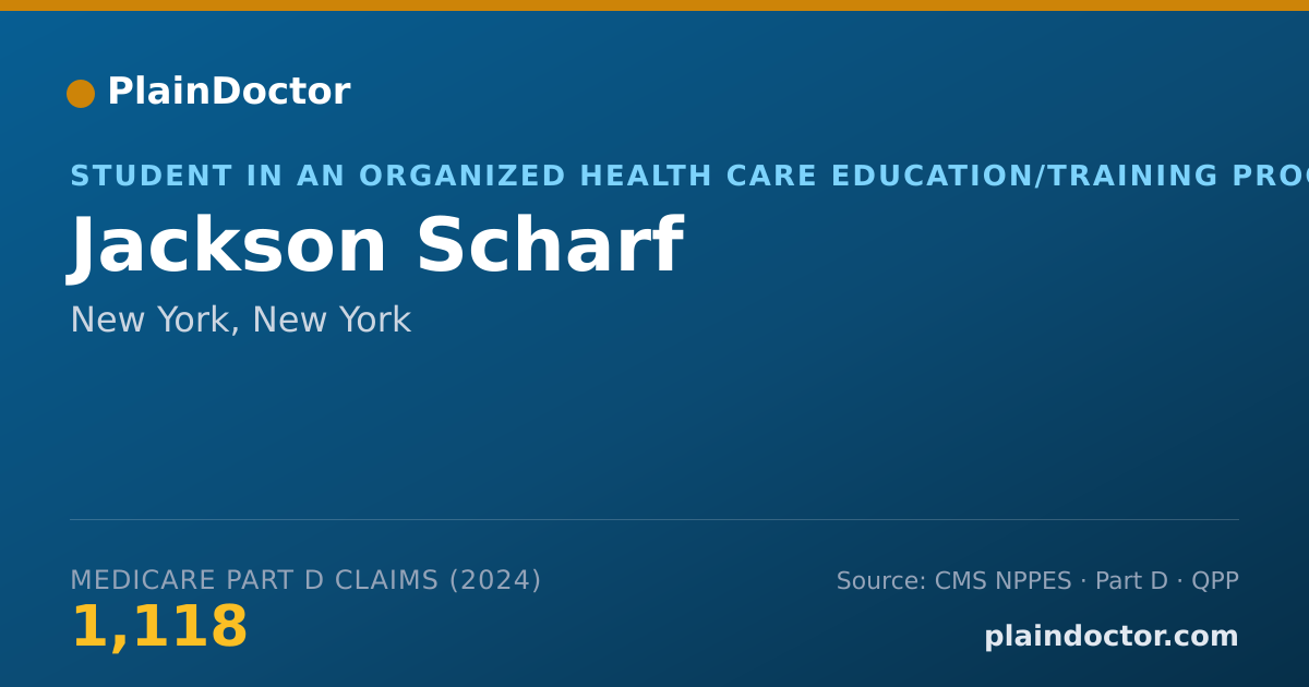 Shareable card for Jackson Scharf - Student in an Organized Health Care Education/Training Program, New York, NY