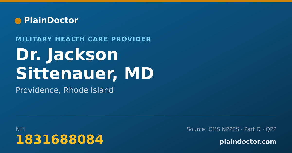 Shareable card for Jackson Sittenauer, MD - Military Health Care Provider, Providence, RI