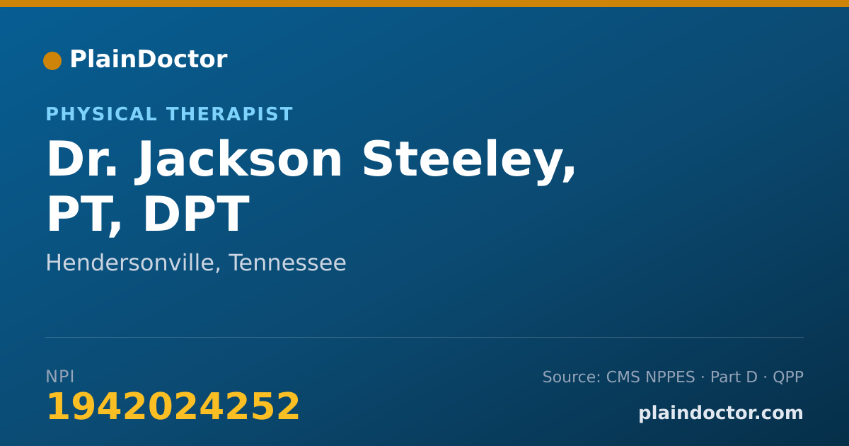 Shareable card for Jackson Steeley, PT, DPT - Physical Therapist, Hendersonville, TN