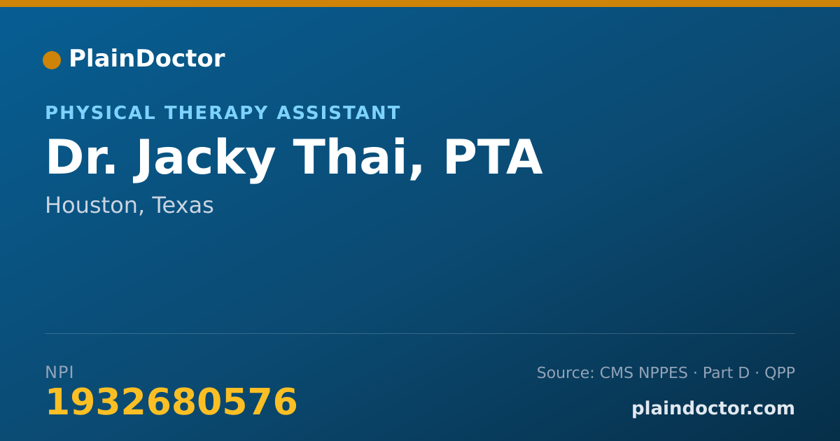 Shareable card for Jacky Thai, PTA - Physical Therapy Assistant, Houston, TX