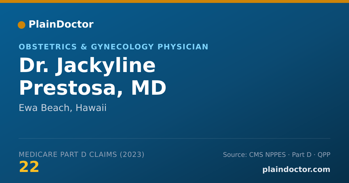 Shareable card for Jackyline Prestosa, MD - Obstetrics & Gynecology Physician, Ewa Beach, HI