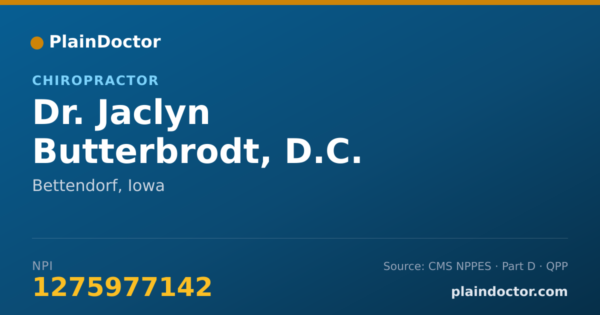 Shareable card for Jaclyn Butterbrodt, D.C. - Chiropractor, Bettendorf, IA
