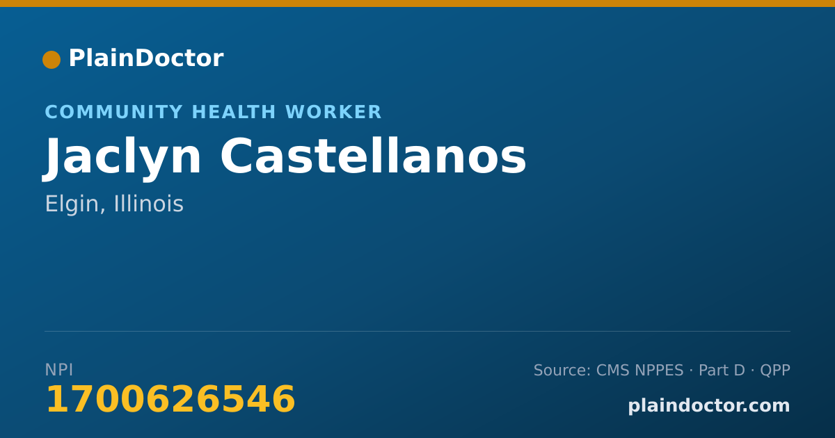 Shareable card for Jaclyn Castellanos - Community Health Worker, Elgin, IL