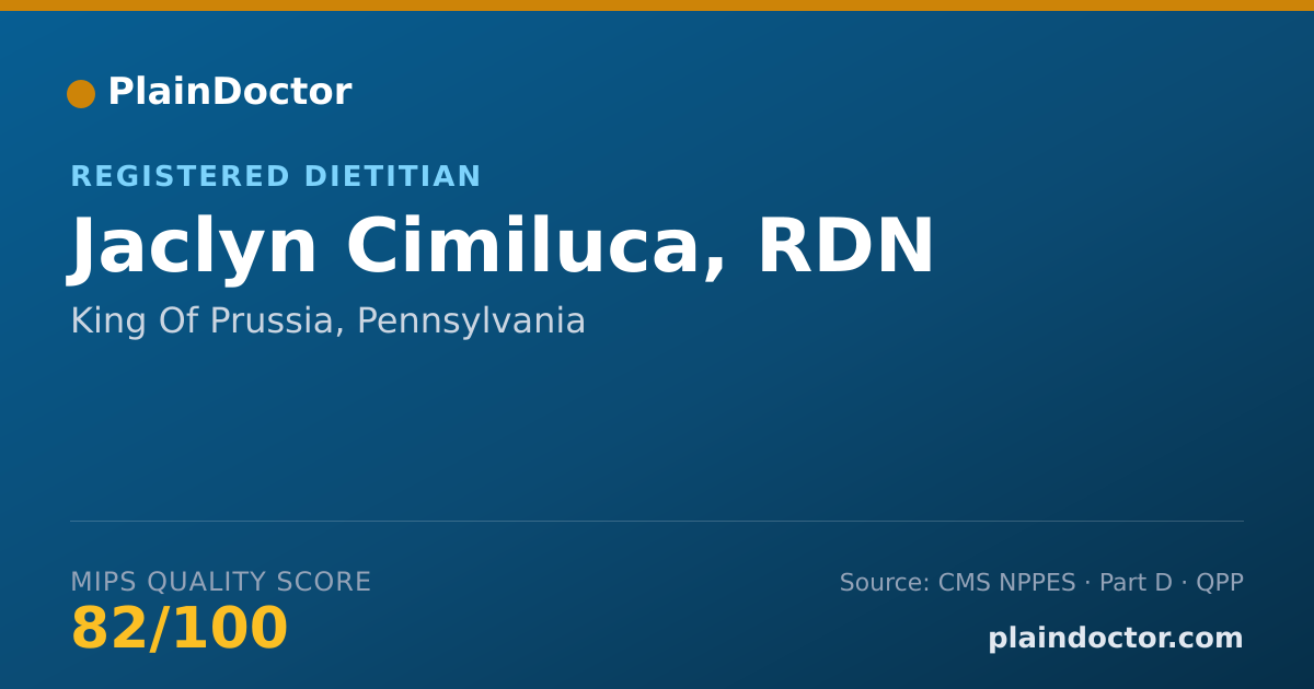 Shareable card for Jaclyn Cimiluca, RDN - Registered Dietitian, King Of Prussia, PA