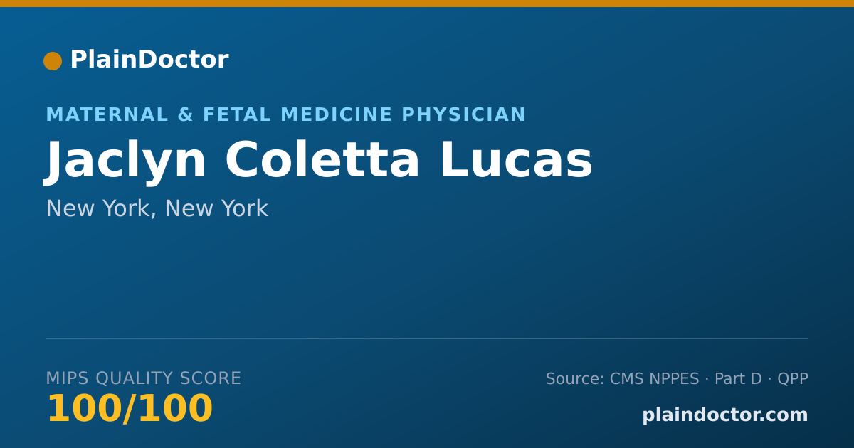 Shareable card for Jaclyn Coletta Lucas - Maternal & Fetal Medicine Physician, New York, NY