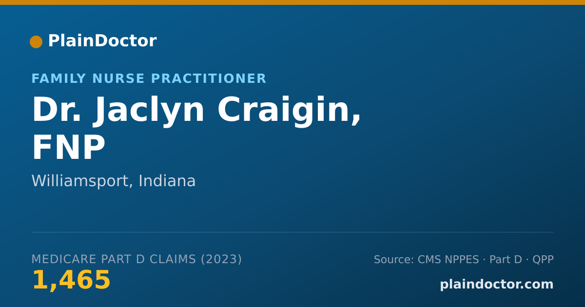 Shareable card for Jaclyn Craigin, FNP - Family Nurse Practitioner, Williamsport, IN