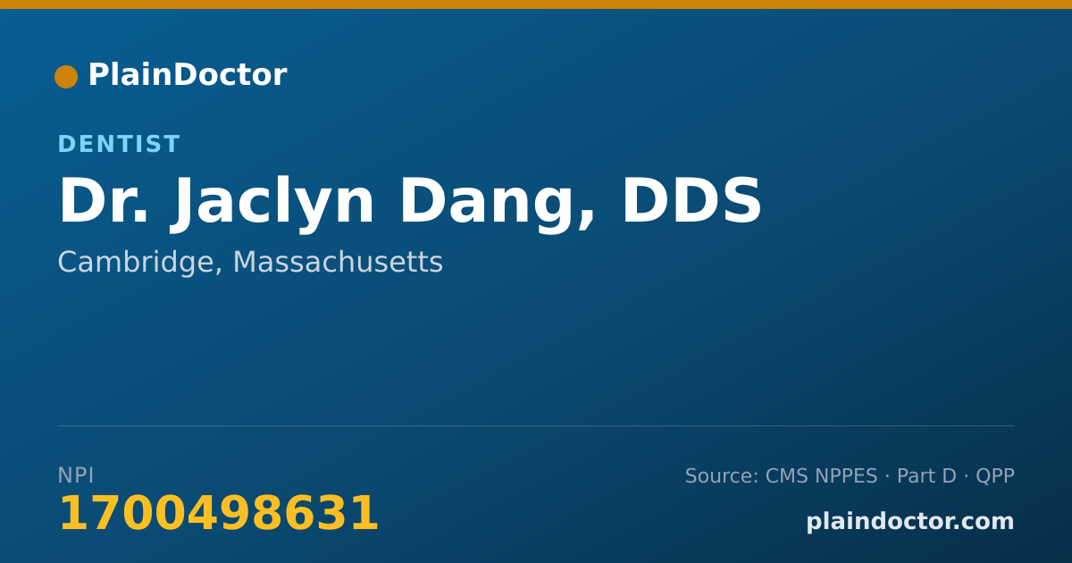 Shareable card for Jaclyn Dang, DDS - Dentist, Cambridge, MA