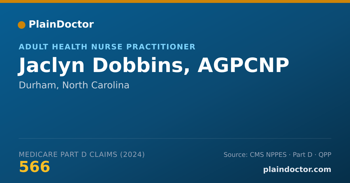 Shareable card for Jaclyn Dobbins, AGPCNP - Adult Health Nurse Practitioner, Durham, NC