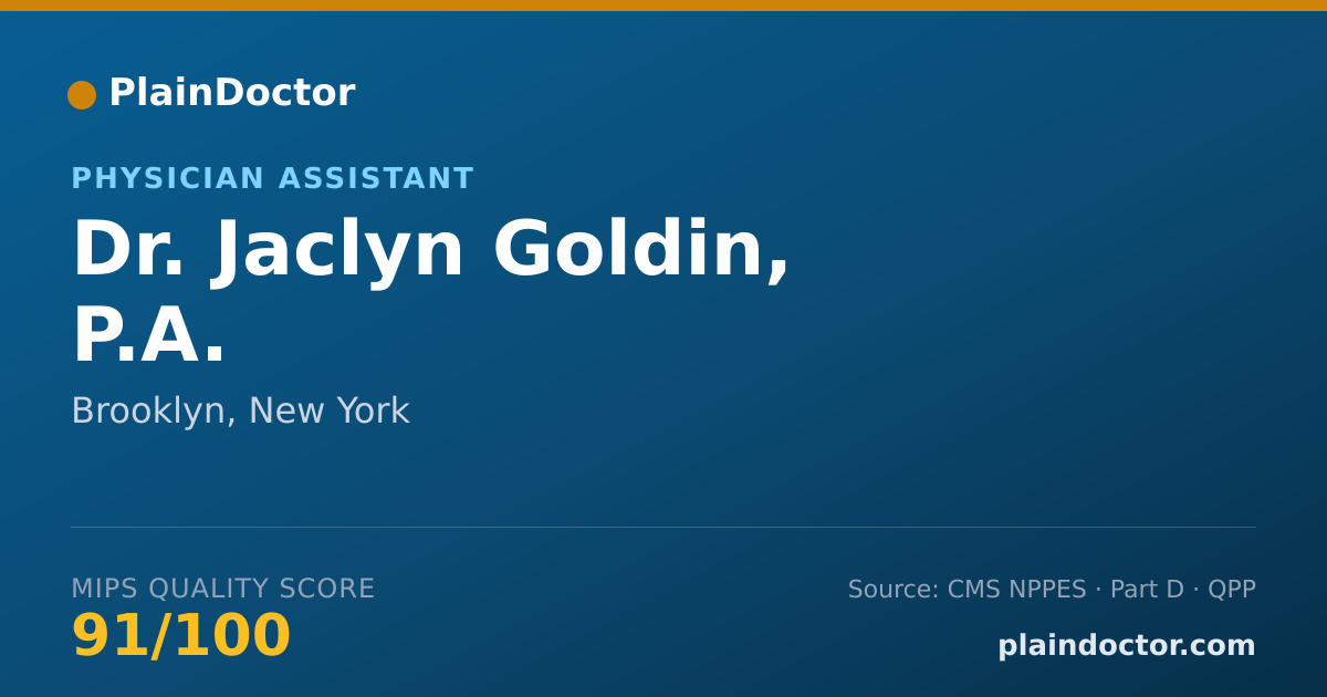 Shareable card for Jaclyn Goldin, P.A. - Physician Assistant, Brooklyn, NY