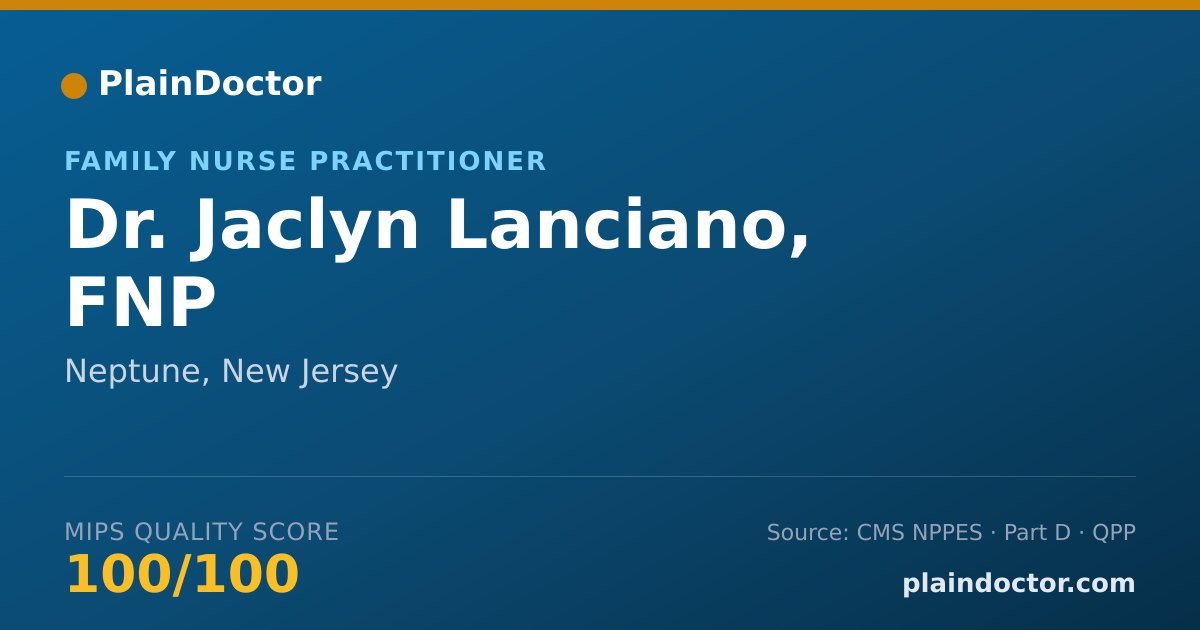 Shareable card for Jaclyn Lanciano, FNP - Family Nurse Practitioner, Neptune, NJ