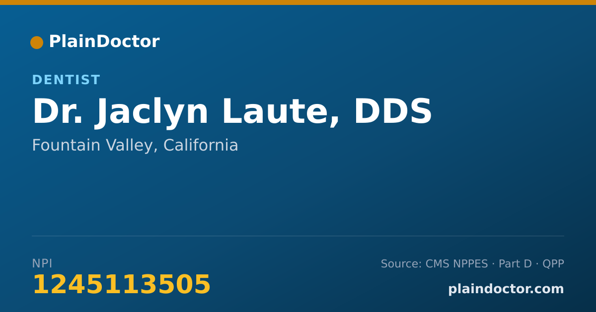 Shareable card for Jaclyn Laute, DDS - Dentist, Fountain Valley, CA