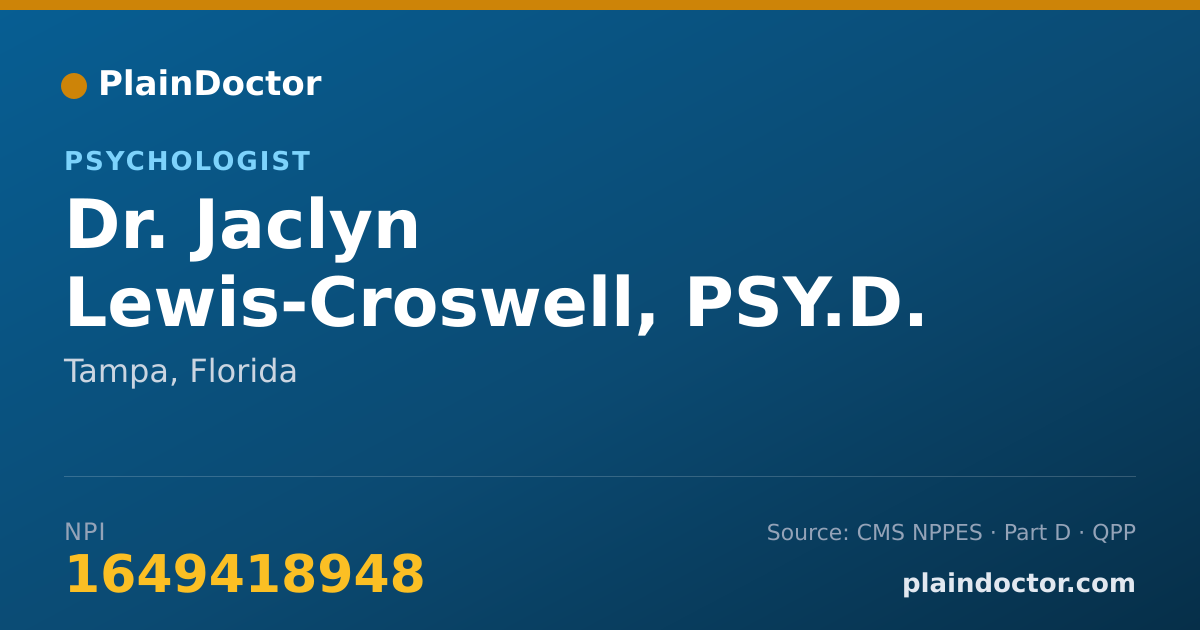 Shareable card for Jaclyn Lewis-Croswell, PSY.D. - Psychologist, Tampa, FL