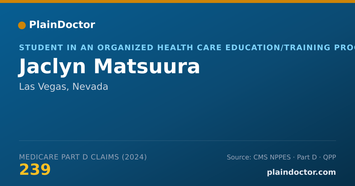 Shareable card for Jaclyn Matsuura - Student in an Organized Health Care Education/Training Program, Las Vegas, NV