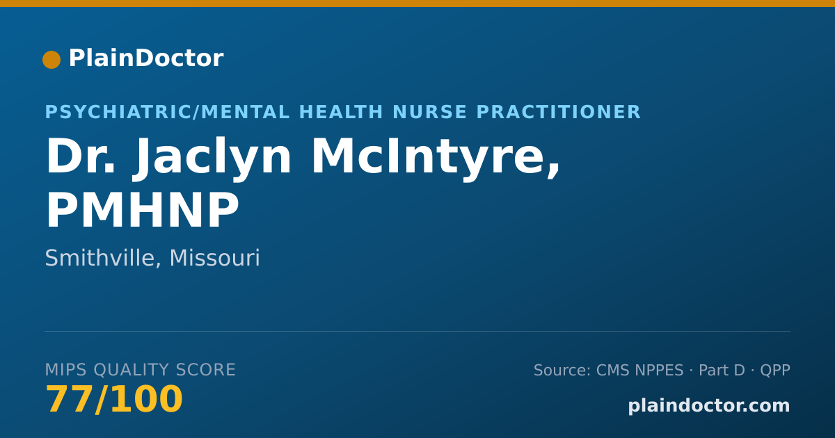 Shareable card for Jaclyn McIntyre, PMHNP - Psychiatric/Mental Health Nurse Practitioner, Smithville, MO