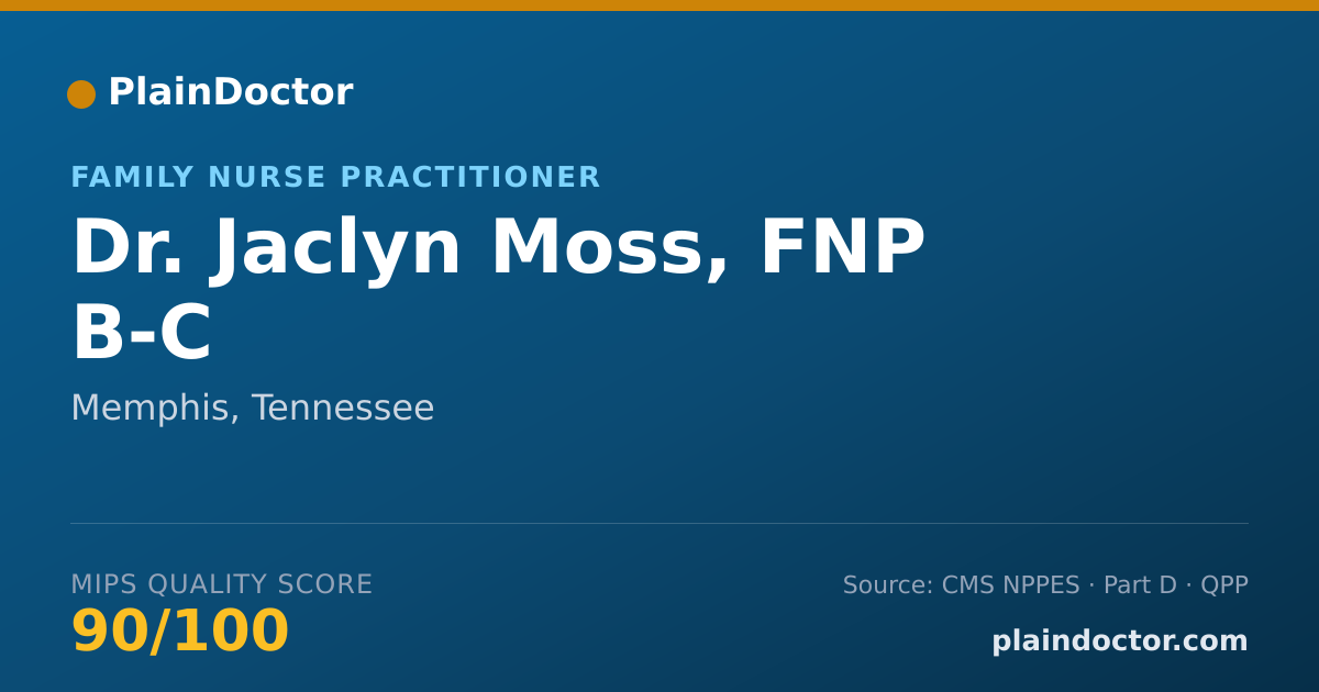 Shareable card for Jaclyn Moss, FNP B-C - Family Nurse Practitioner, Memphis, TN
