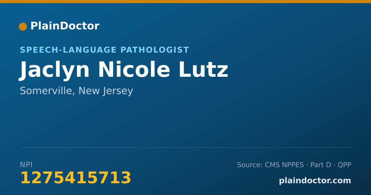 Shareable card for Jaclyn Nicole Lutz - Speech-Language Pathologist, Somerville, NJ