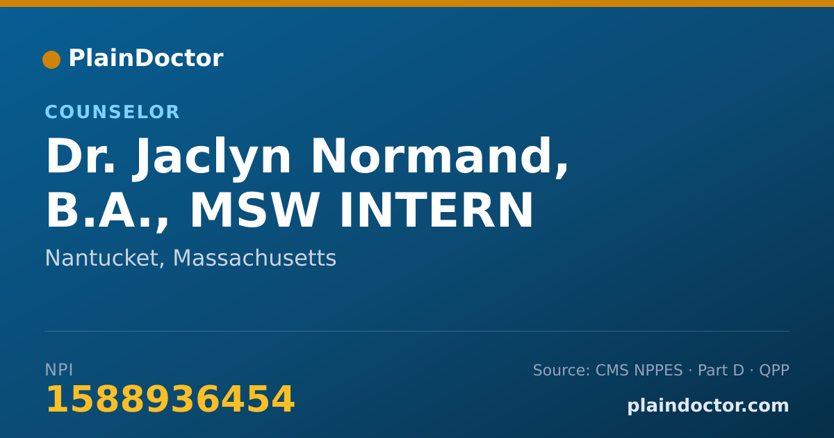 Shareable card for Jaclyn Normand, B.A., MSW INTERN - Counselor, Nantucket, MA