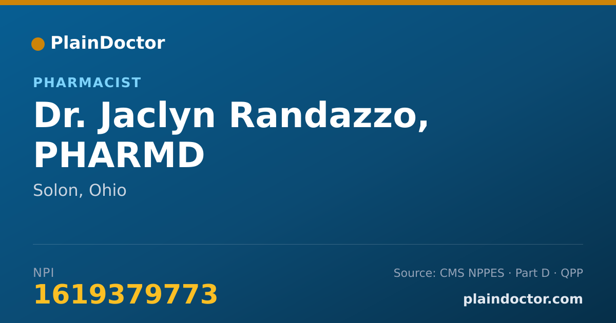 Shareable card for Jaclyn Randazzo, PHARMD - Pharmacist, Solon, OH