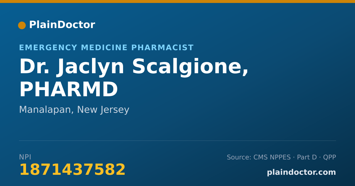 Shareable card for Jaclyn Scalgione, PHARMD - Emergency Medicine Pharmacist, Manalapan, NJ