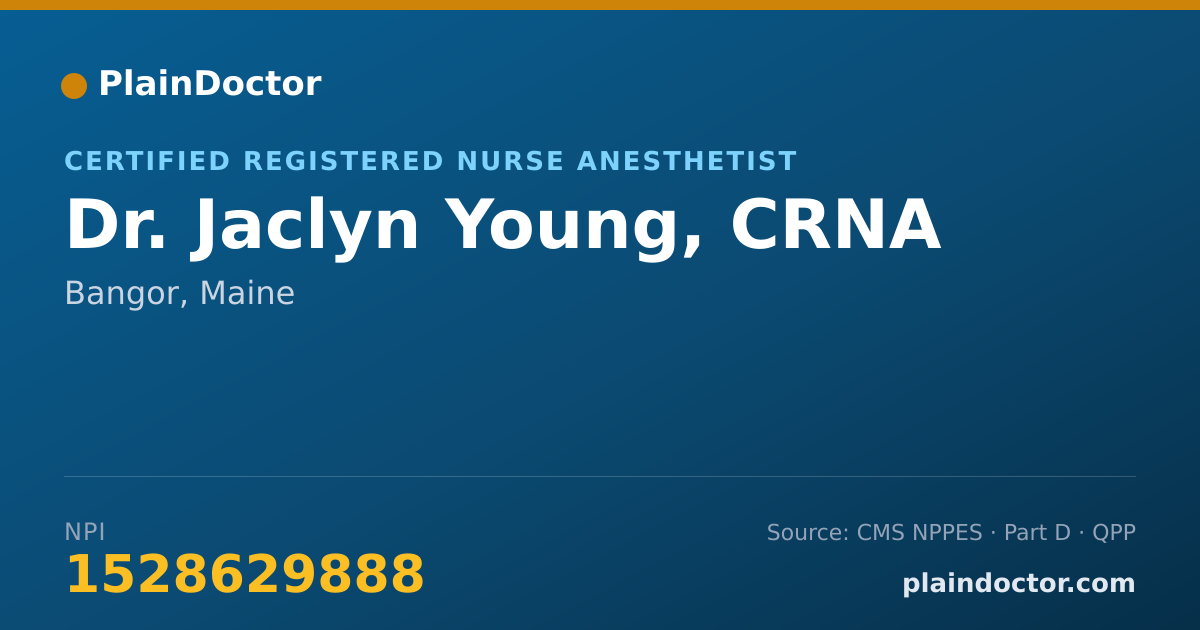 Shareable card for Jaclyn Young, CRNA - Certified Registered Nurse Anesthetist, Bangor, ME