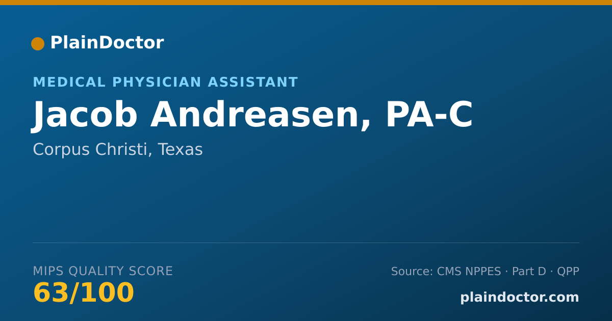 Shareable card for Jacob Andreasen, PA-C - Medical Physician Assistant, Corpus Christi, TX