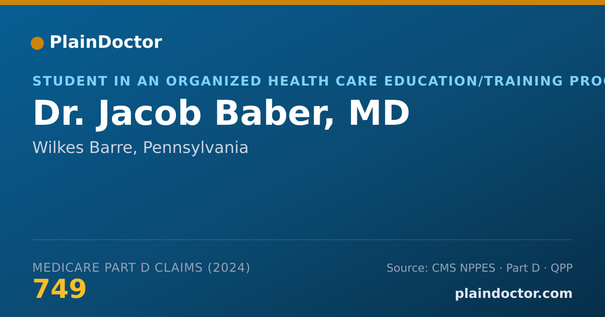 Shareable card for Jacob Baber, MD - Student in an Organized Health Care Education/Training Program, Wilkes Barre, PA