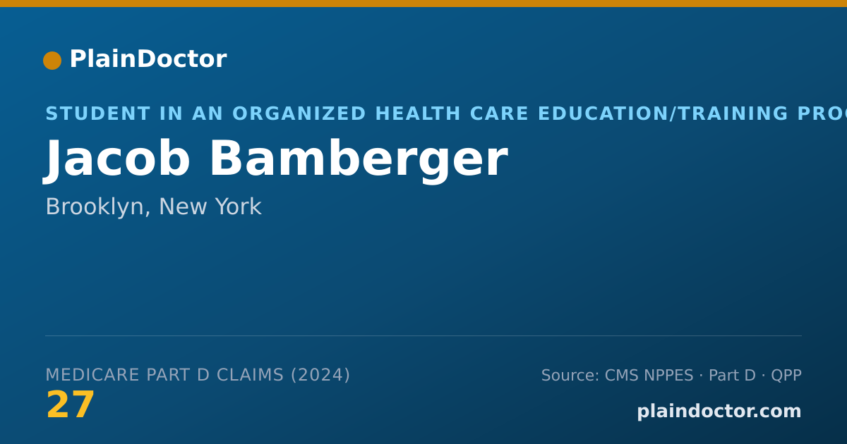 Shareable card for Jacob Bamberger - Student in an Organized Health Care Education/Training Program, Brooklyn, NY