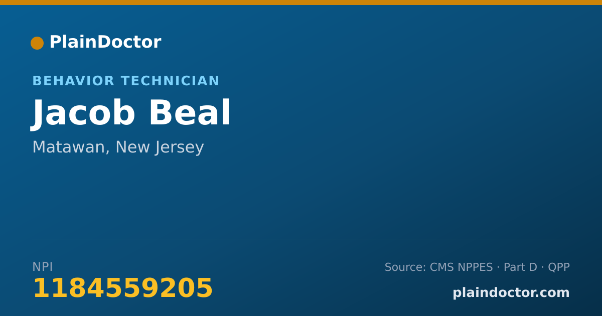 Shareable card for Jacob Beal - Behavior Technician, Matawan, NJ