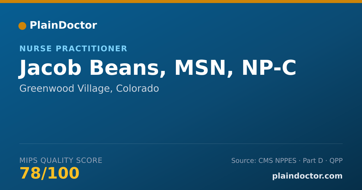 Shareable card for Jacob Beans, MSN, NP-C - Nurse Practitioner, Greenwood Village, CO