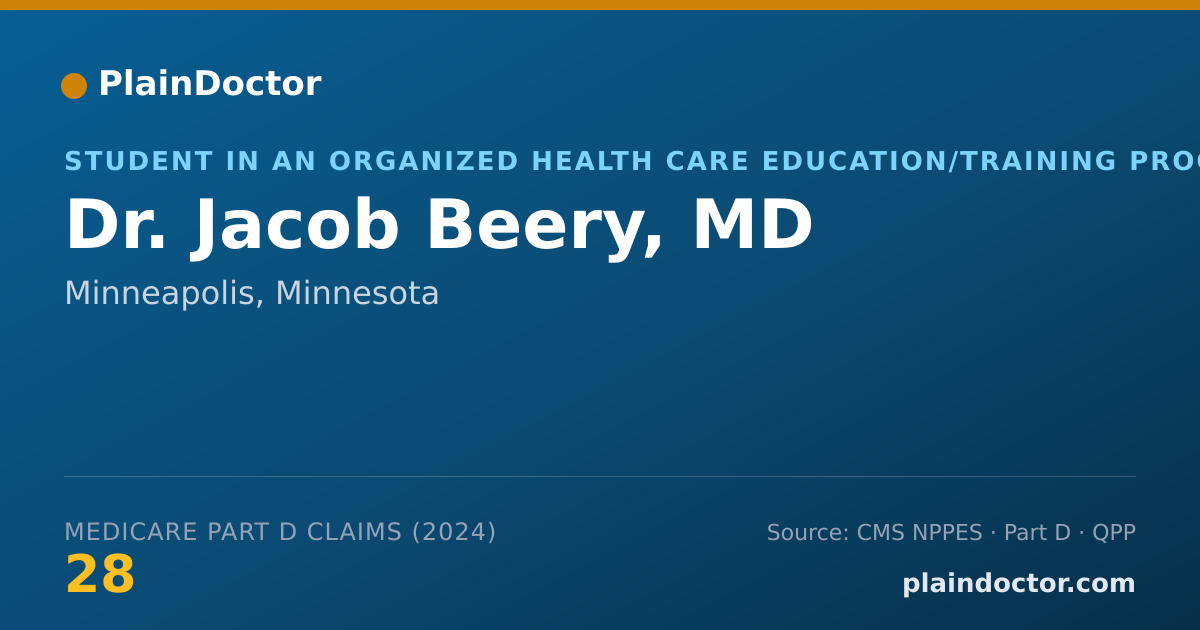 Shareable card for Jacob Beery, MD - Student in an Organized Health Care Education/Training Program, Minneapolis, MN