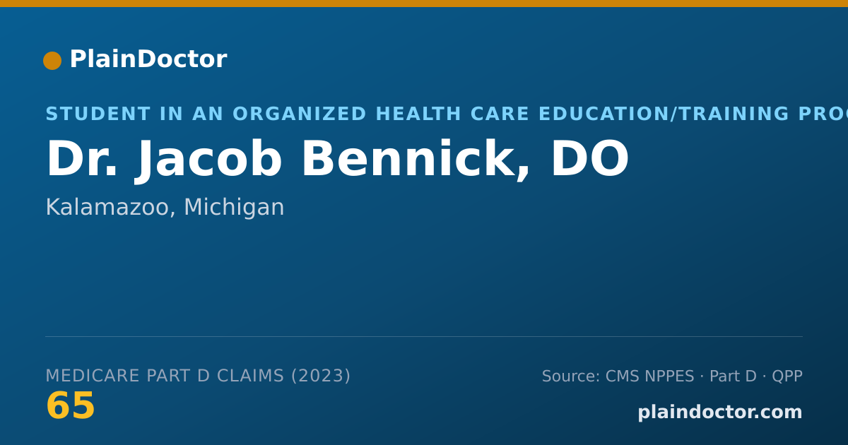Shareable card for Jacob Bennick, DO - Student in an Organized Health Care Education/Training Program, Kalamazoo, MI