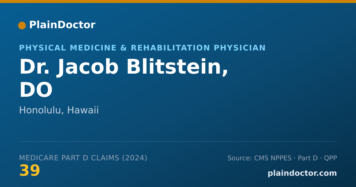 Shareable card for Jacob Blitstein, DO - Physical Medicine & Rehabilitation Physician, Honolulu, HI