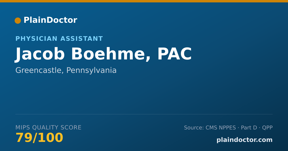 Shareable card for Jacob Boehme, PAC - Physician Assistant, Greencastle, PA
