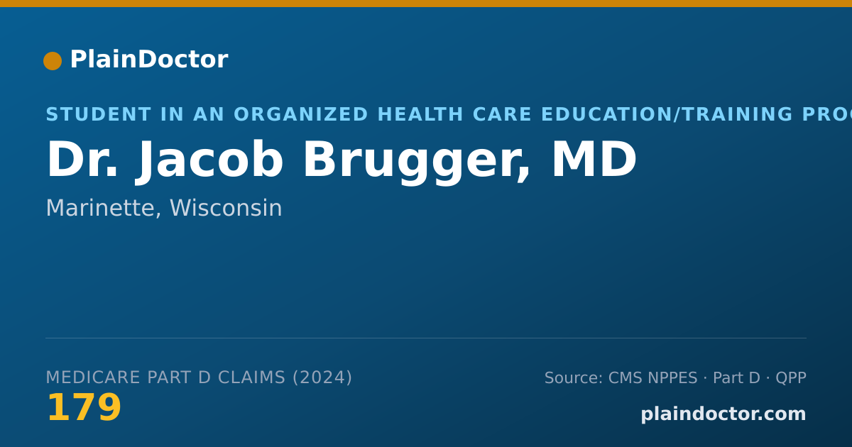 Shareable card for Jacob Brugger, MD - Student in an Organized Health Care Education/Training Program, Marinette, WI