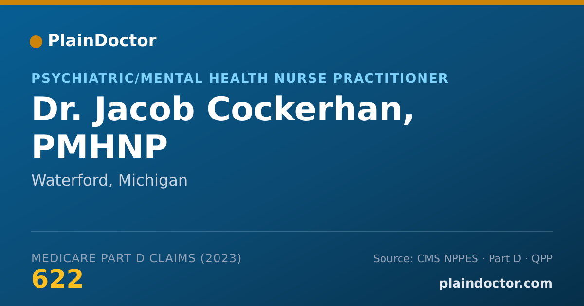 Shareable card for Jacob Cockerhan, PMHNP - Psychiatric/Mental Health Nurse Practitioner, Waterford, MI