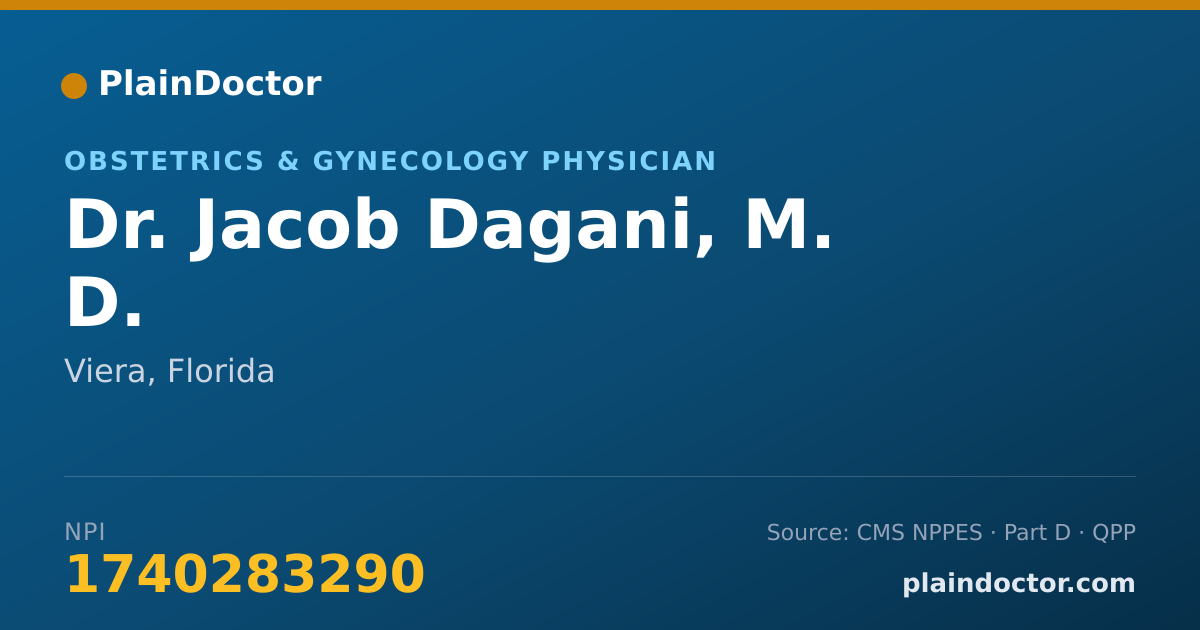 Shareable card for Jacob Dagani, M. D. - Obstetrics & Gynecology Physician, Viera, FL