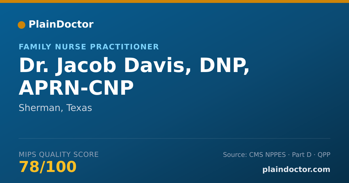 Shareable card for Jacob Davis, DNP, APRN-CNP - Family Nurse Practitioner, Sherman, TX