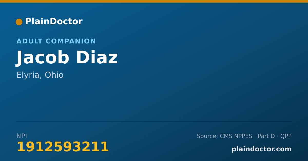 Shareable card for Jacob Diaz - Adult Companion, Elyria, OH