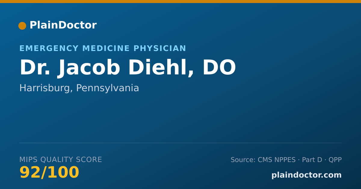 Shareable card for Jacob Diehl, DO - Emergency Medicine Physician, Harrisburg, PA