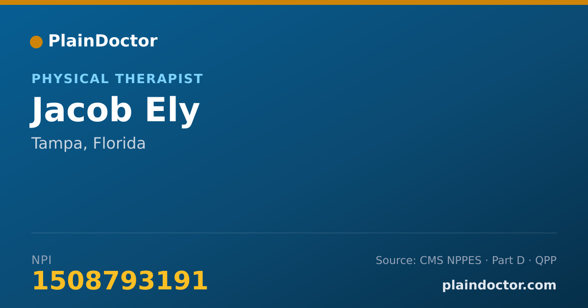 Shareable card for Jacob Ely - Physical Therapist, Tampa, FL