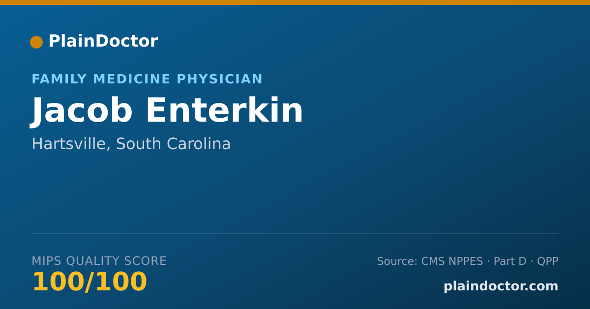 Shareable card for Jacob Enterkin - Family Medicine Physician, Hartsville, SC