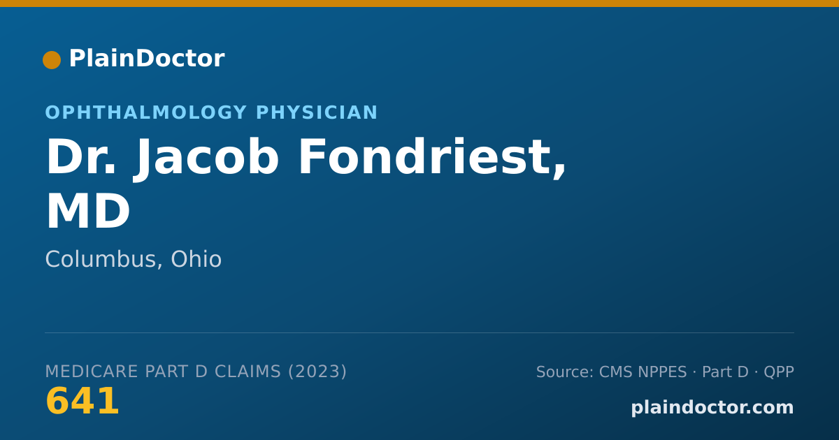 Shareable card for Jacob Fondriest, MD - Ophthalmology Physician, Columbus, OH
