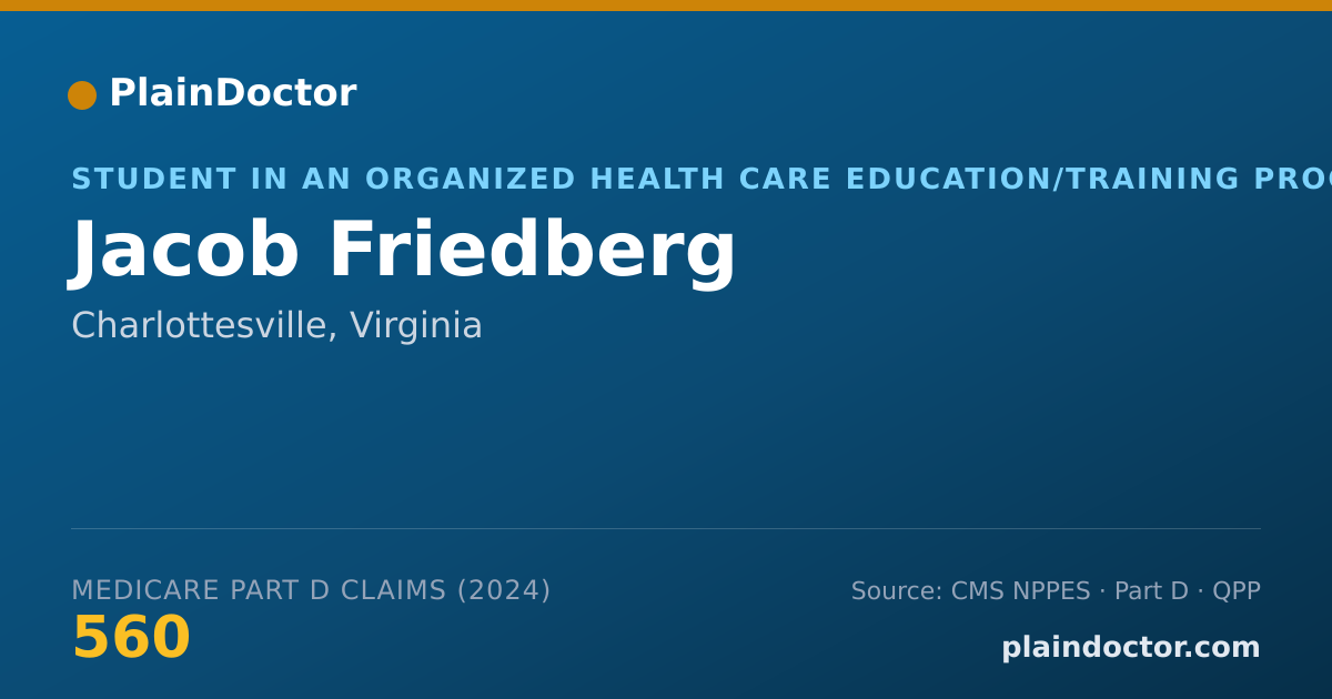 Shareable card for Jacob Friedberg - Student in an Organized Health Care Education/Training Program, Charlottesville, VA