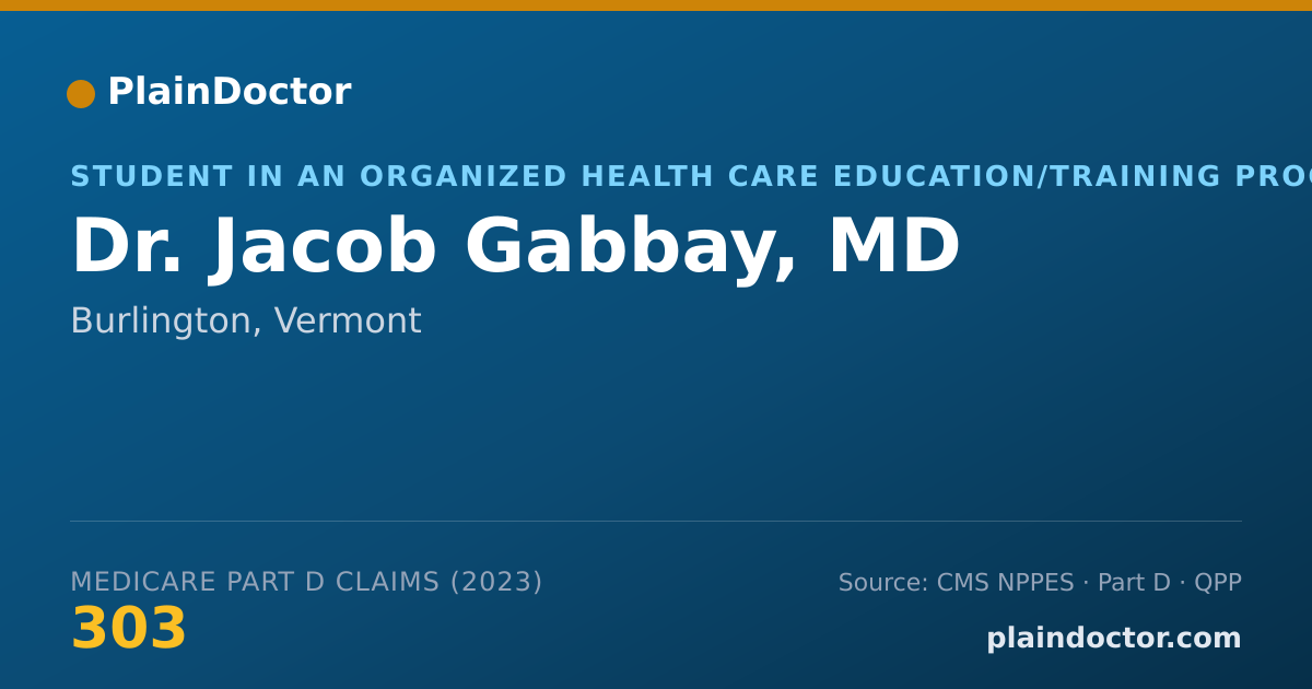 Shareable card for Jacob Gabbay, MD - Student in an Organized Health Care Education/Training Program, Burlington, VT