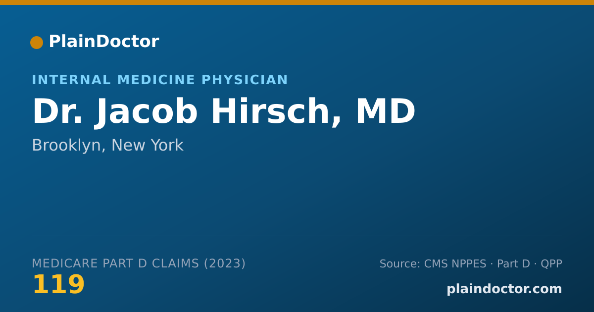 Shareable card for Jacob Hirsch, MD - Internal Medicine Physician, Brooklyn, NY
