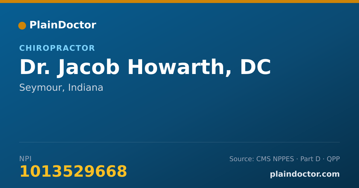 Shareable card for Jacob Howarth, DC - Chiropractor, Seymour, IN