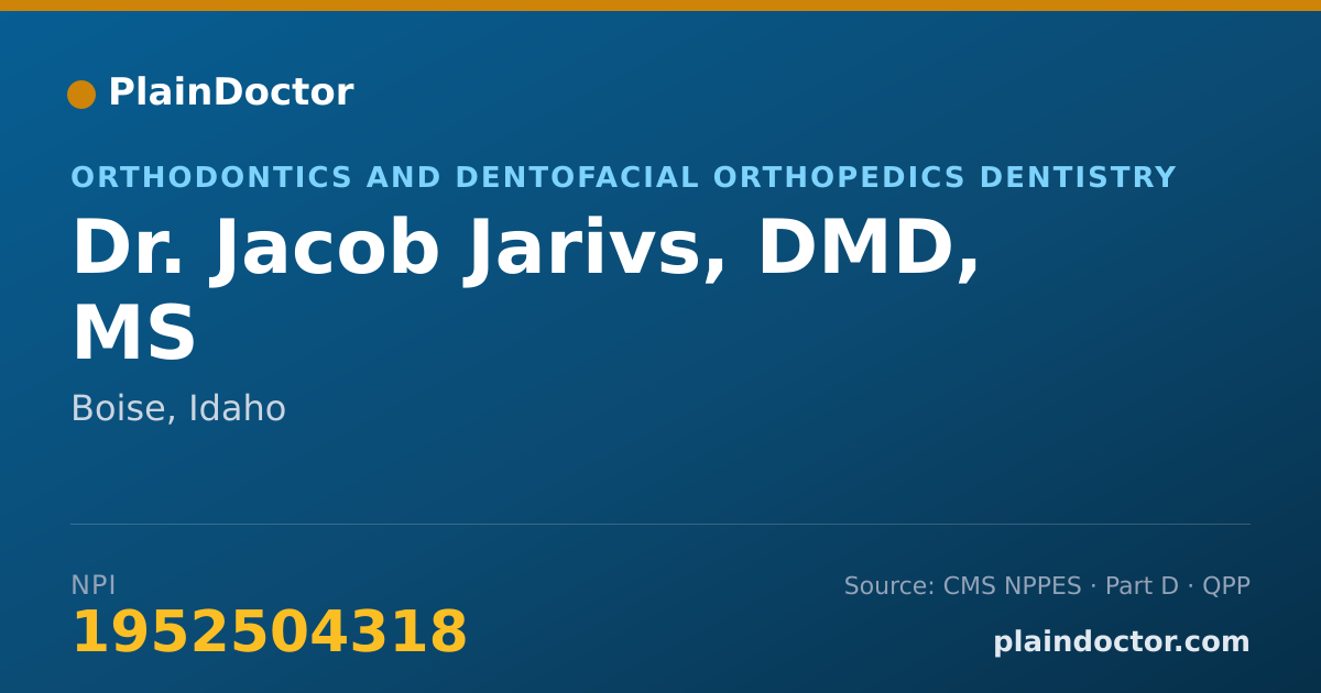 Shareable card for Jacob Jarivs, DMD, MS - Orthodontics and Dentofacial Orthopedics Dentistry, Boise, ID