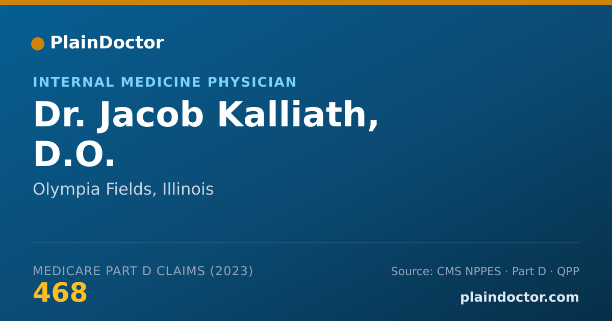 Shareable card for Jacob Kalliath, D.O. - Internal Medicine Physician, Olympia Fields, IL